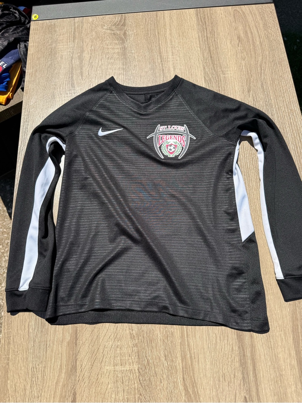 Nike Kids Black Long-Sleeve Soccer Sweatshirt with White Sleeve Stripes